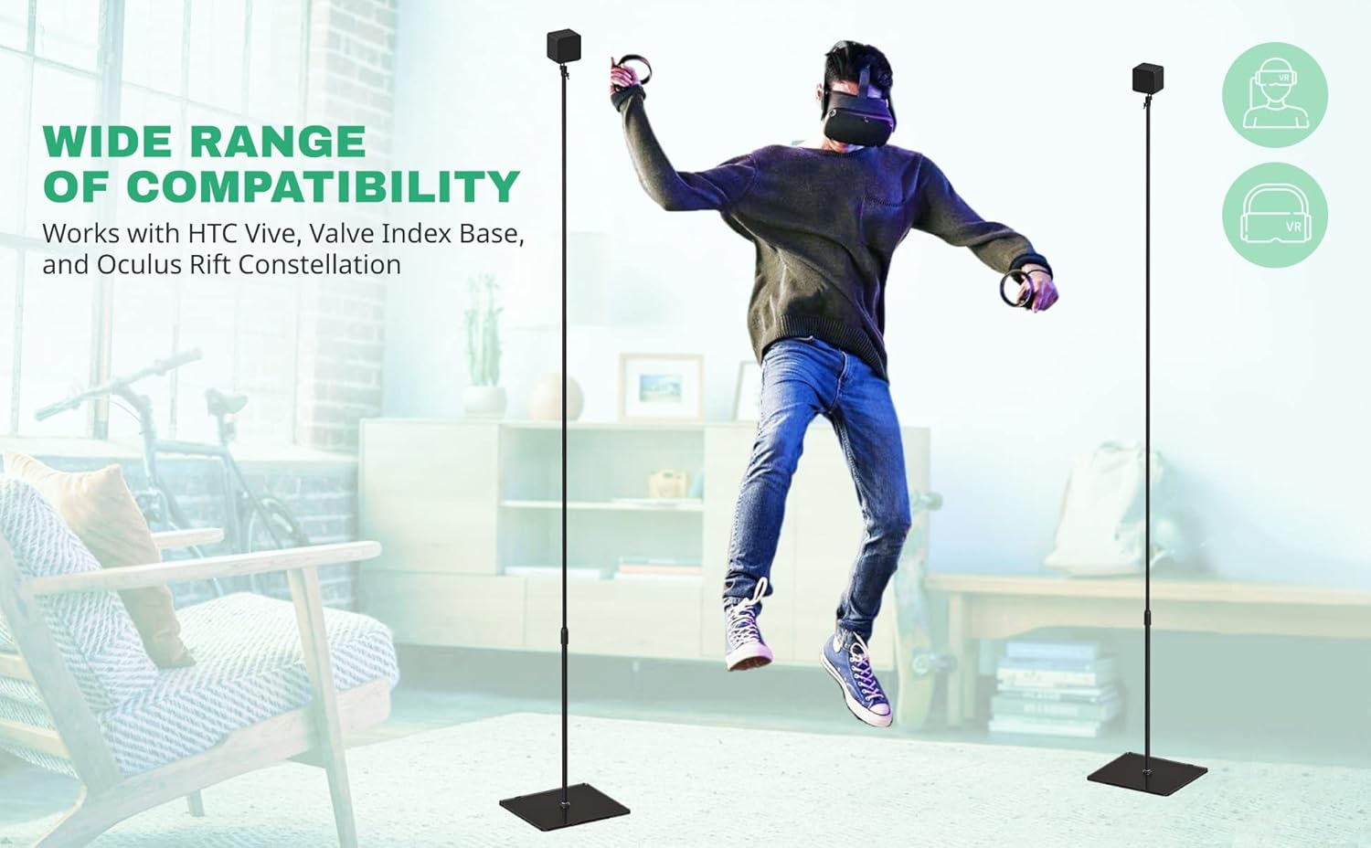 Flаѕh Sаlе Buу 1 gеt 1 Skywin VR Stand and Hidden Cable Set Compatible with HTC Vive Base Station - Tempered Glass HTC Vive Stand and Cable Set for Vive and Rift Constellation Sensors (Hidden Cable Version)