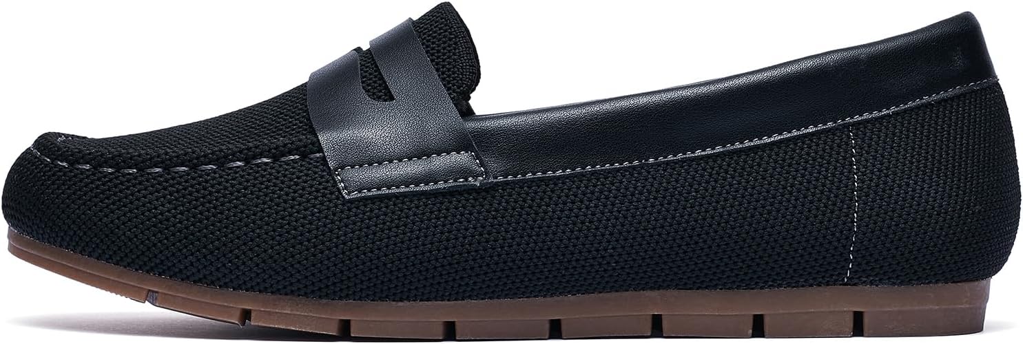 Loafers for Women Comfortable Dressy Casual Work Flats Lightweight & Breathable Slip On Walking Shoes Knit - Image 3