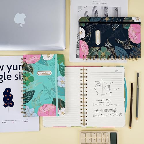 Miniatura 5 de EOOUT Paquete de 3 cuadernos en espiral para el trabajo, diarios en espiral de tapa dura para mujeres, 160 páginas, rayas universitarias, 5.5 x 8.3