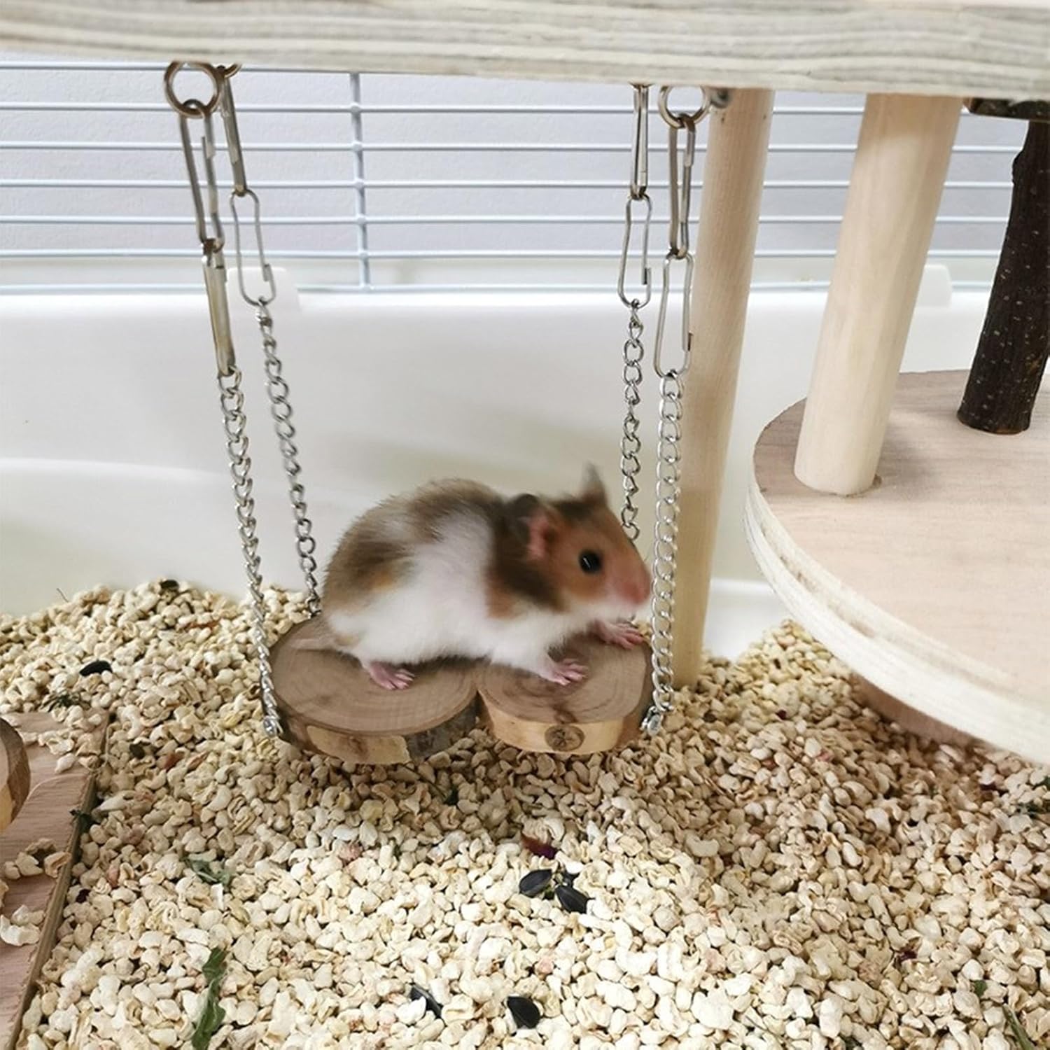 Hamster Cage Ladder Toy for Small Pet Wood Platform Squirrels Swing Accessories Small Animal Climbing Interactive and Pet Toy
