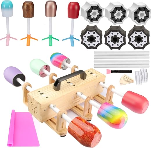 LFSUM Double 4 Multi Cup Turner for Crafts Tumbler Double Cup Spinner Machine Kit,Turner DIY Glitter Epoxy Tumblers (1X-Cup Turner)