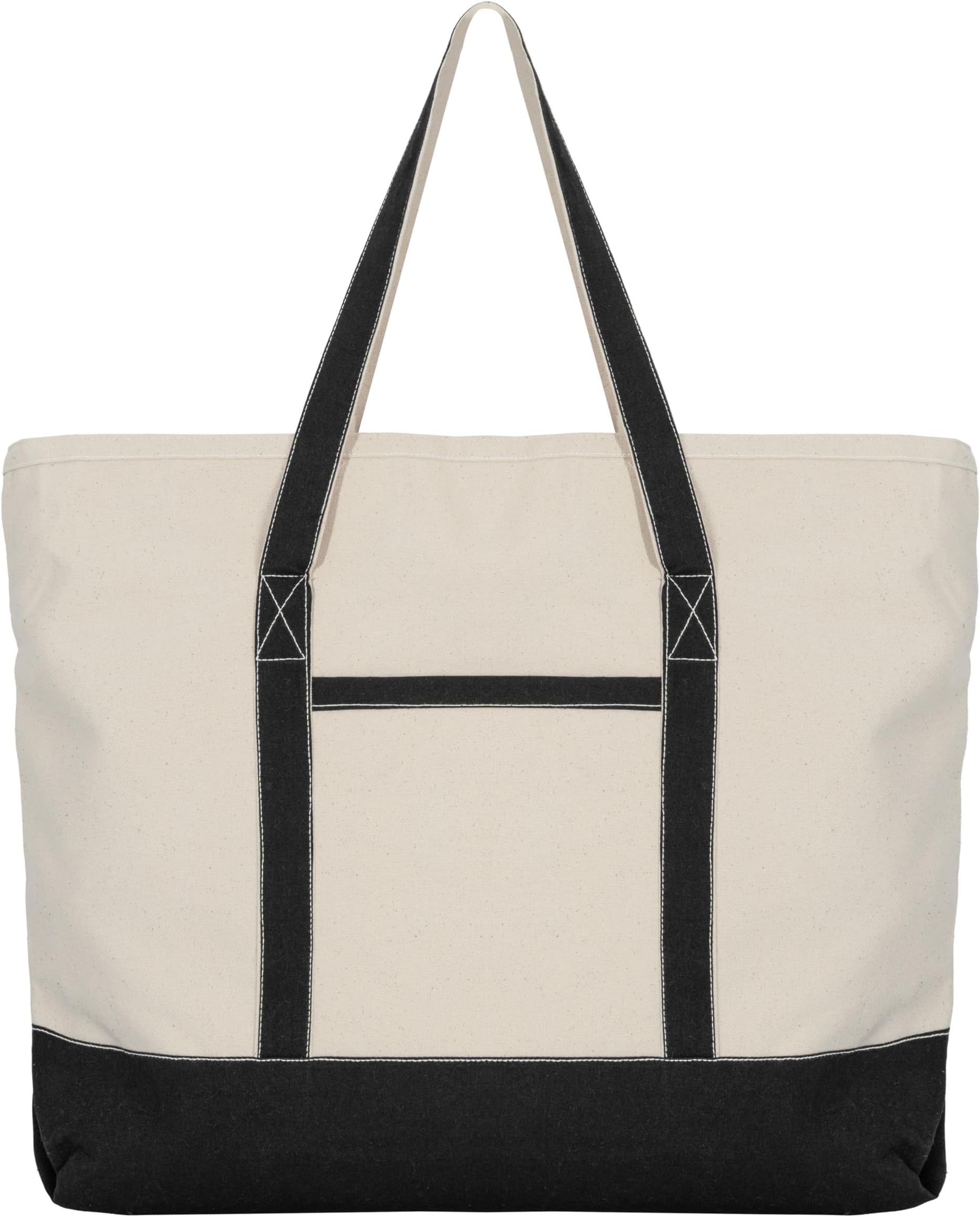 Extra Large Canvas Tote Bags with Zipper - 22 Inches Heavy Duty, Premium Zippered Tote Bag - Zip Top, 100% Organic Cotton, Sturdy, Washable Large Tote Bags - Multipurpose Shopping Bag