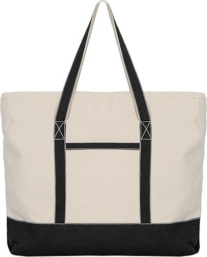 Bolsas de lona extra grandes con cremallera, 22 pulgadas, resistente, con cremallera superior, con cremallera, 100% algodón orgánico, resistentes,