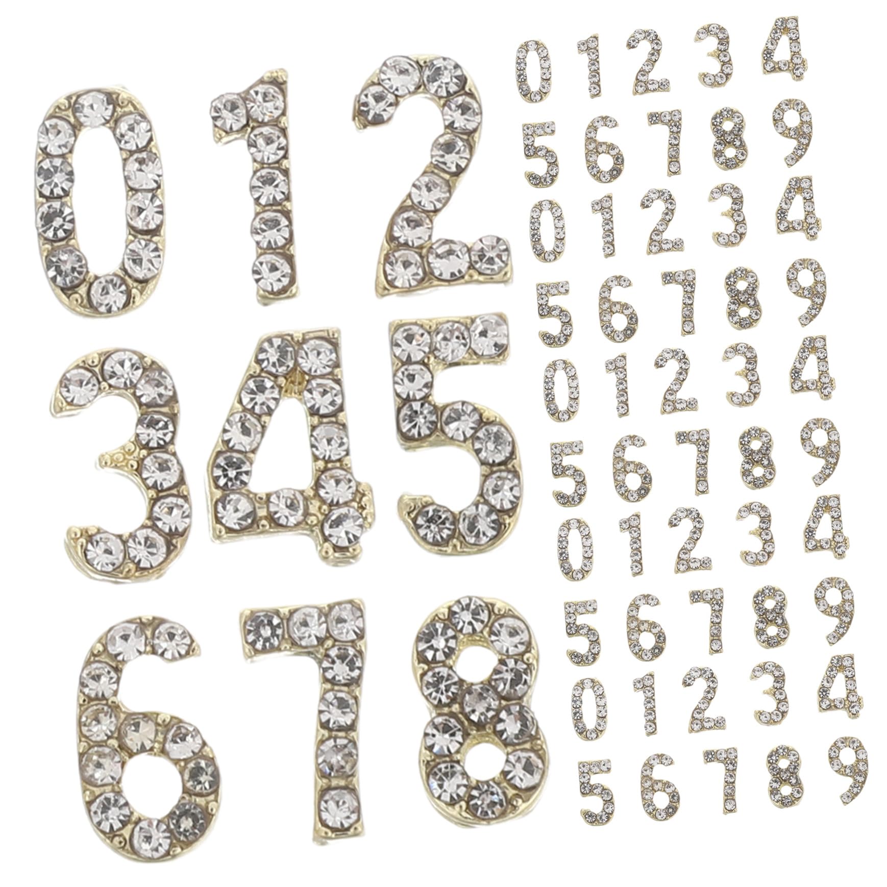 Charms per Unghie Numeri Cristalli Oro Flatback 100 Pezzi | Ferro, Shine Duraturo e Facile Applicazione, Decorazione per Saloni e Matrimoni, Gioielli Unghie per Bambine