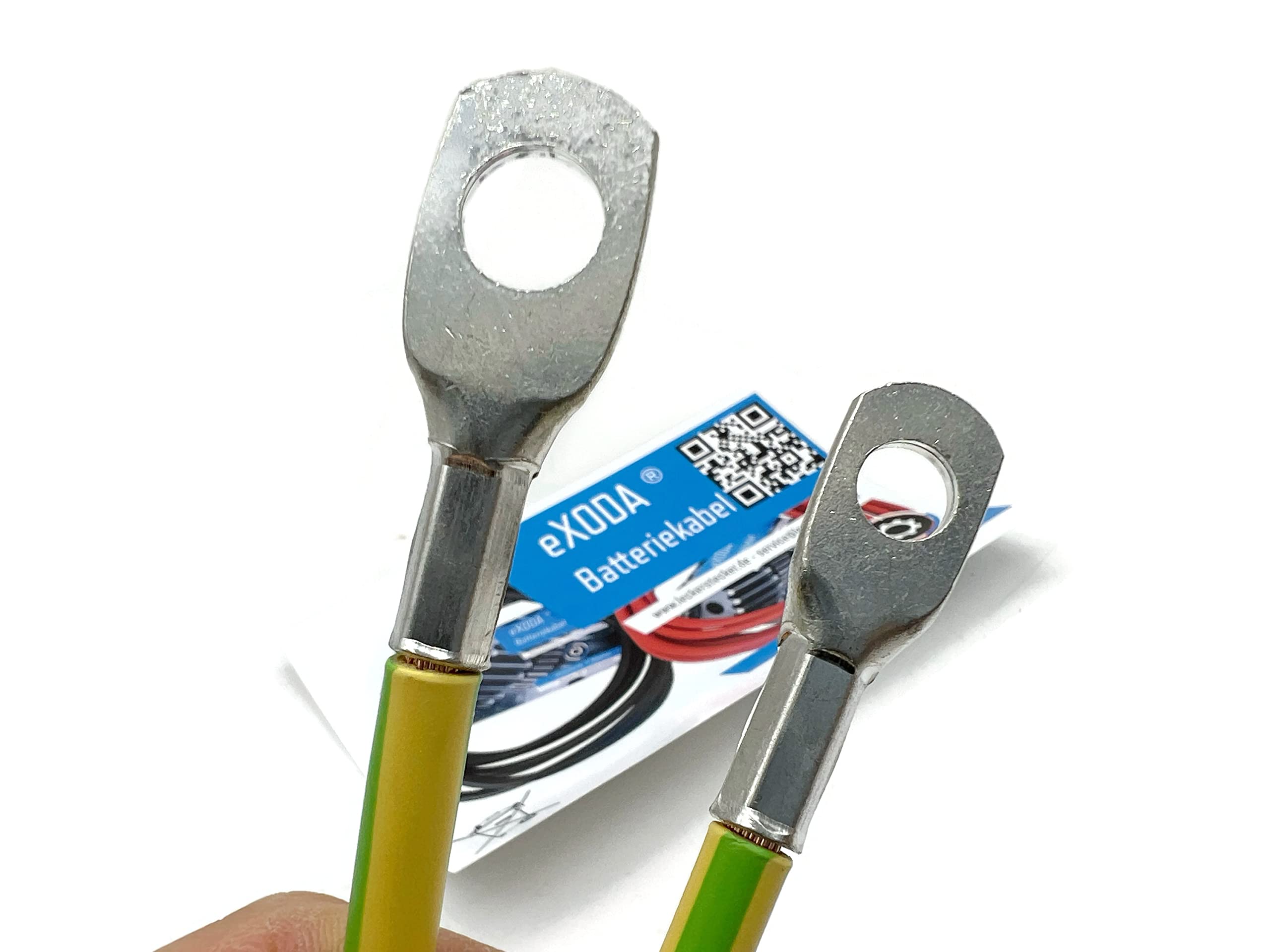 Exoda cavo di messa a terra 3 m 16 mm² verde/giallo con capocorda M8 e M10 cavo flessibile H07V-K per massa a croce rivestimento in PVC robusto elevata conducibilità elettrica