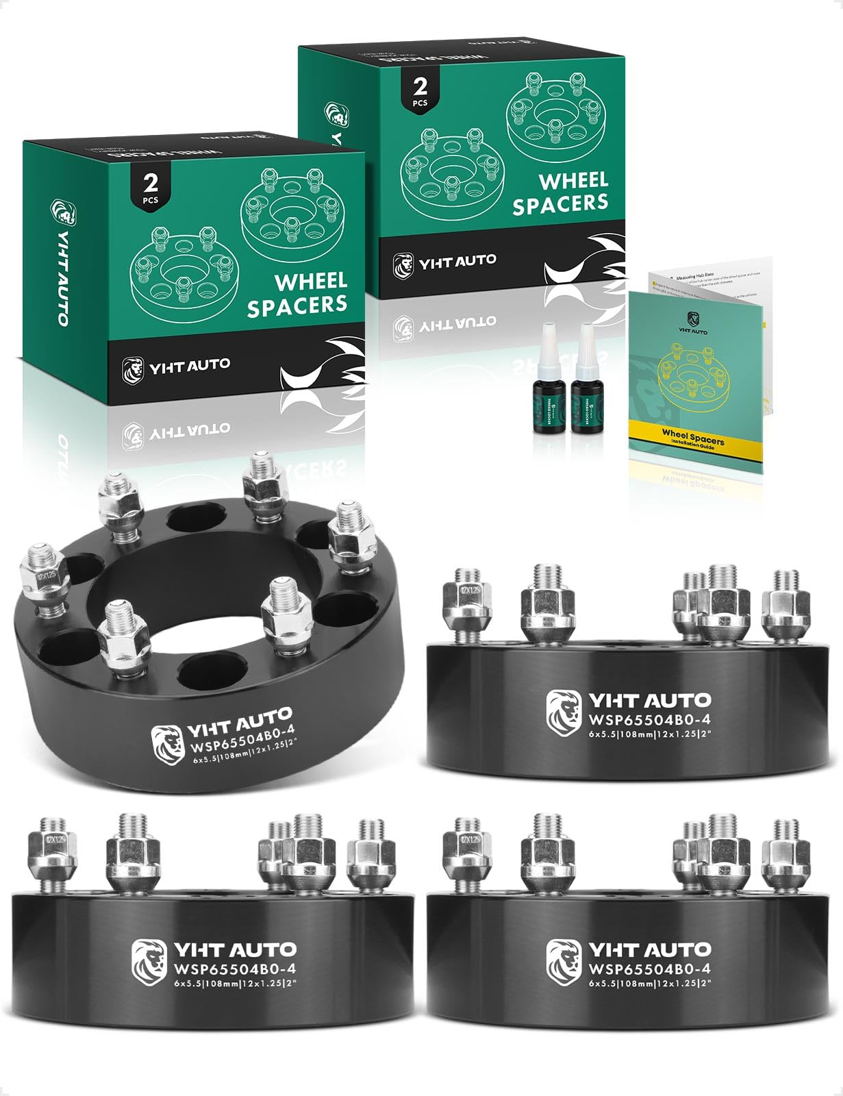 YHTAUTO 6x5.5 Wheel Spacers 2 inch Fits Infiniti & Nissan Models, Frontier, Pathfinder, Titan, QX4, QX56, Pickup, Xterra, 6x139.7 Tire Spacers 50mm w/ M12x1.25 Studs 108mm Center Bore, Not Hubcentric