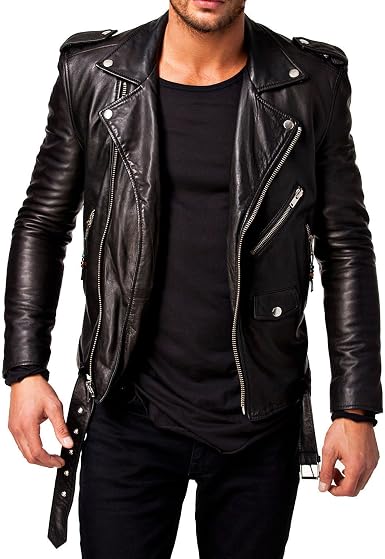 Men's Slim Fit Biker Genuine Leather 
