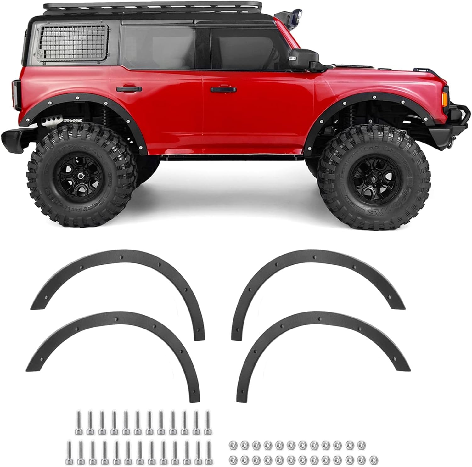 RCLions Stainless Steel RC Wheel Fender Flares with Screws for TRX4 Bronco RC Crawler Car Upgrades