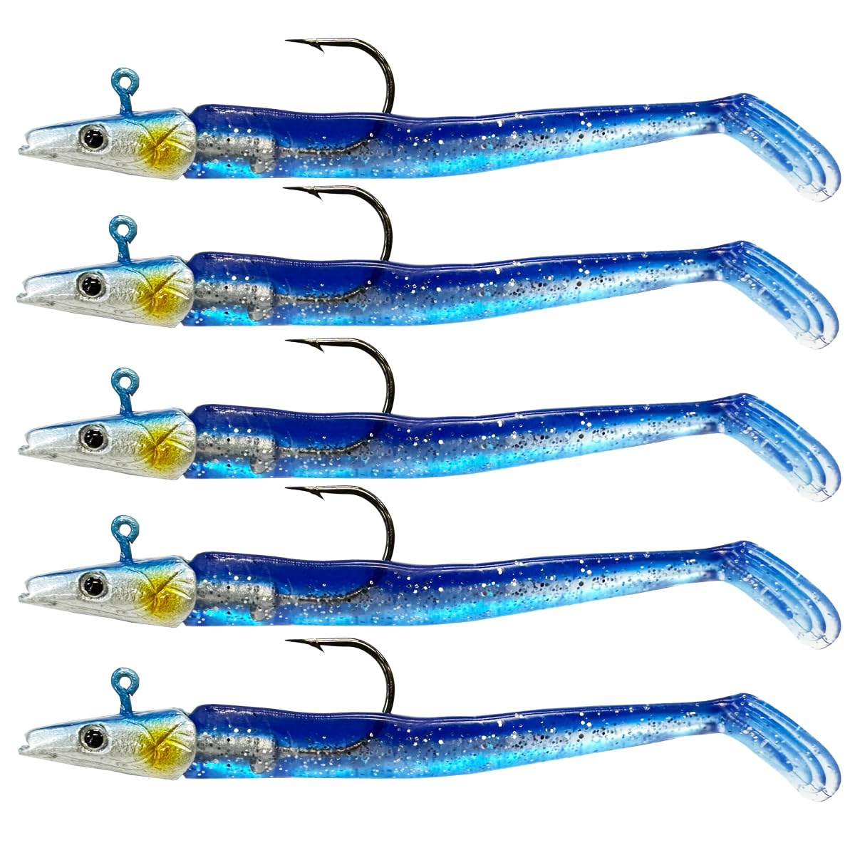 TopHomer 5PCS Soft Plastic Lures, Jig Head Swimbaits & Jerk Baits, Fishing Lures for Bass, Trout, Redfish, Saltwater & Freshwater — image 1