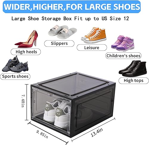 Miniatura 2 de Yukui LLc Paquete de 8 Cajas de Zapatos de Plástico Transparente Apilables, Organizador de Almacenamiento de Zapatos con Frente Abatible para