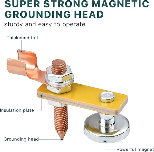 Miniatura 3 de Worldity 2 cabezales de soldadura magnética, abrazadera de soporte de soldadura magnética, abrazadera de tierra magnética con gran succión,