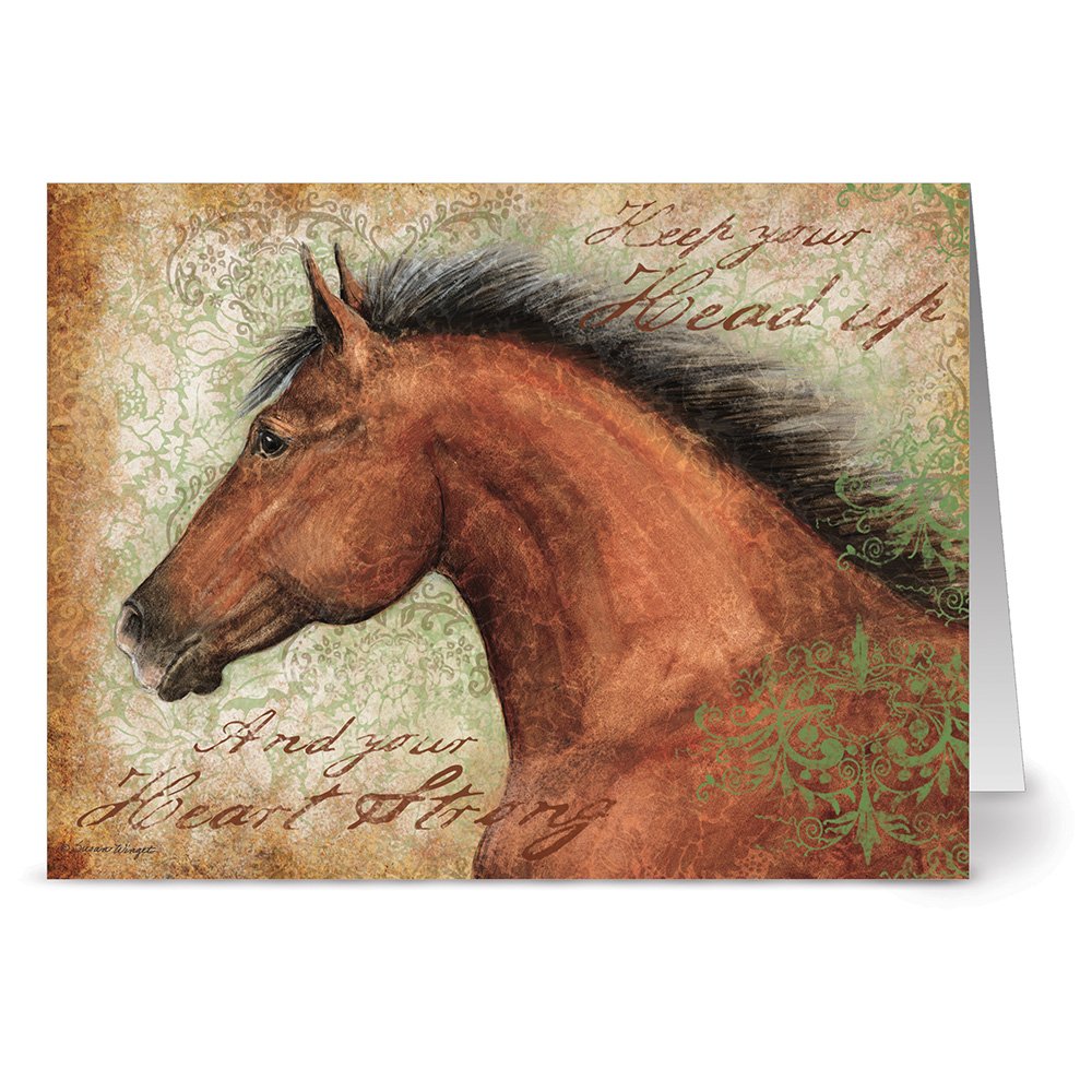 Note Card Cafe All Occasion Greeting Cards with Envelopes Included | 24 Pack | Blank Inside, Glossy Finish | Unique Wind Horse Design | Set for Greeting Cards, Occasions, Birthdays