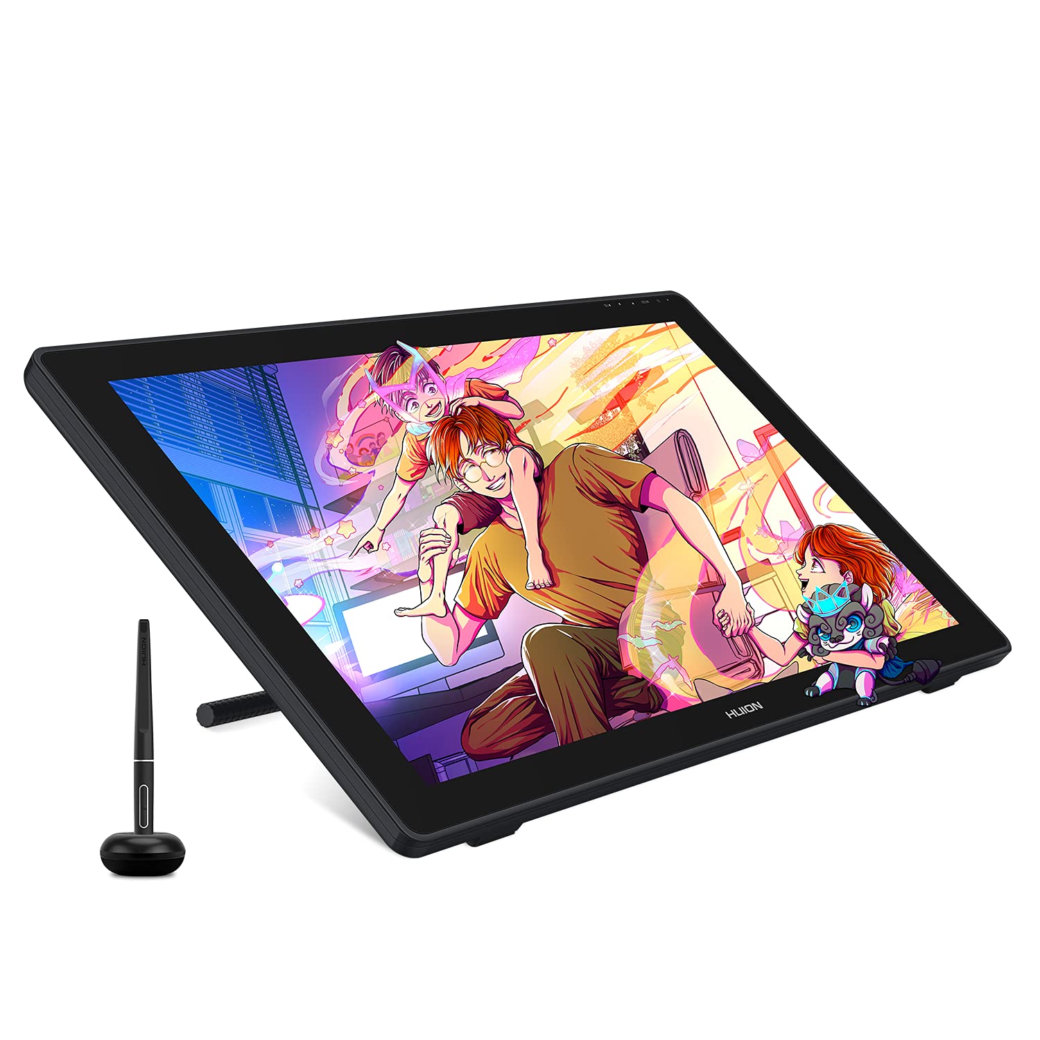HUION Kamvas 24 Plus Grafiktablett mit Display, 23,8 Zoll volllaminierter QD LCD-Bildschirm aus entspiegeltem Glas, 140% sRGB Gamut 2.5K QHD Stift-Display, 8192 Stufen batterieloser Stift