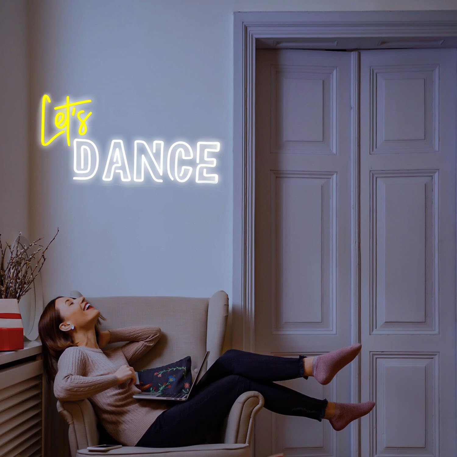 Let's Dance Neon Sign Let's Dance LED Neon Signs Light Wall Decor for Bedroom, Wedding, Birthday Dancing Party, Bar Shop Gifts for Girl Size: 20 inches