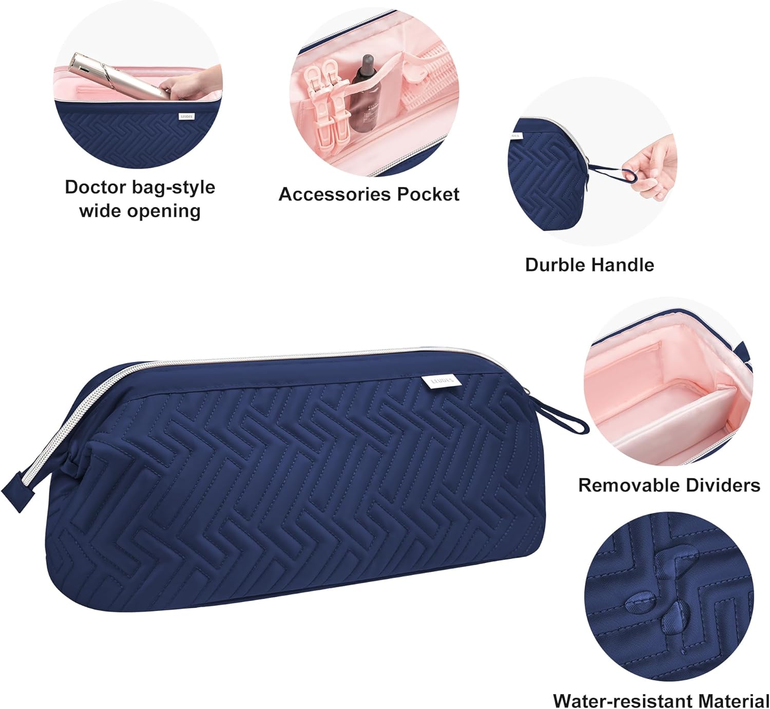 Leudes Hair Tools Travel Bag for Shark Flexstyle Carrying Case Portable Shark Hair Air Wrap Dryer Case Waterproof Dustproof Flat Curling Iron Travel Organizer (Blue) - Image 5