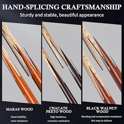 Miniatura 6 de Kmise 9.5mm Pool Stick Set of 3, 57-inch 18oz 19oz 20oz Pool Cues, Splicing Process Handcraft MarasBlack WalnutChacate Preto Wood Cue Sticks for