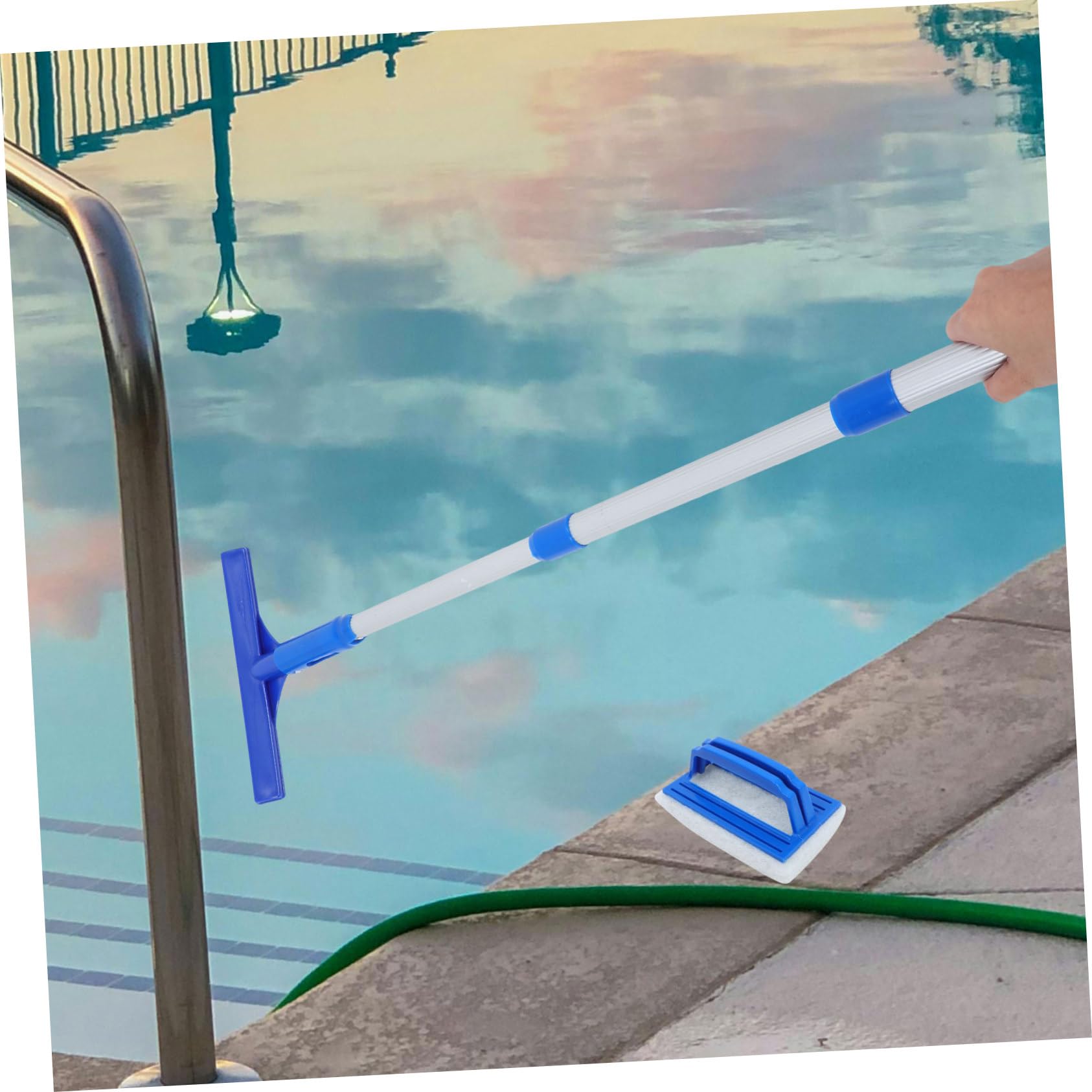 Mikikit Leichter Bodensauger Pool Skimmer mit Poolbürste und Poolrechen aus Aluminiumlegierung für Reinigung von Aufblasbaren und Bodenschwimmbädern