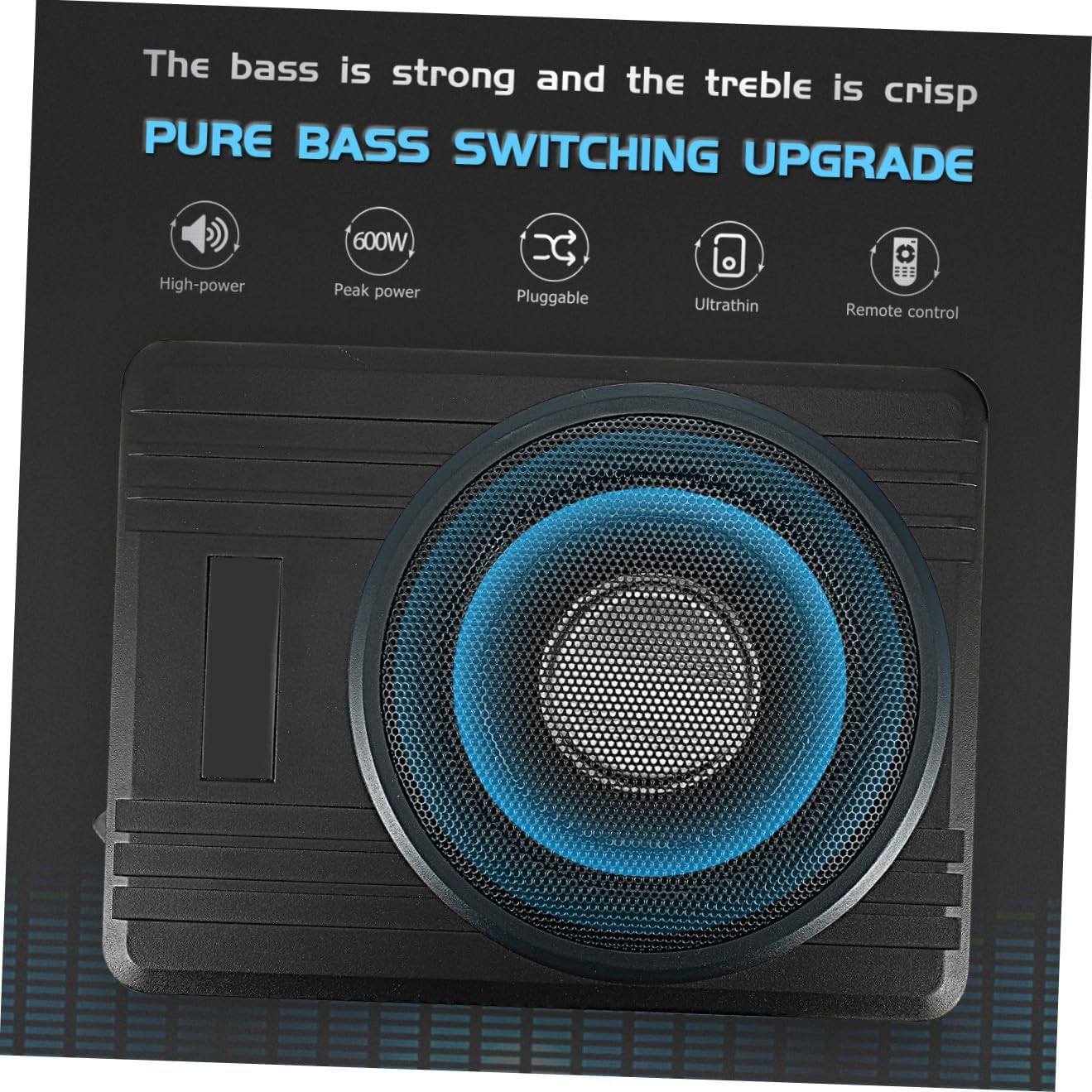 12v 600w Aluminum Alloy Under-seat Car Subwoofer Speaker with Built-in Amplifier 8-inch Auto Bass Woofer for Vehicle Audio System