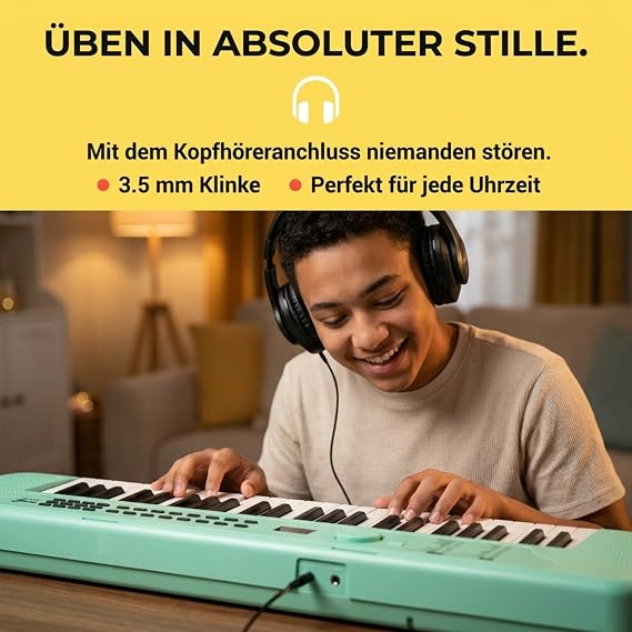 RockJam RJ490MG Mini Keyboard Piano 49 Keys Mint Green