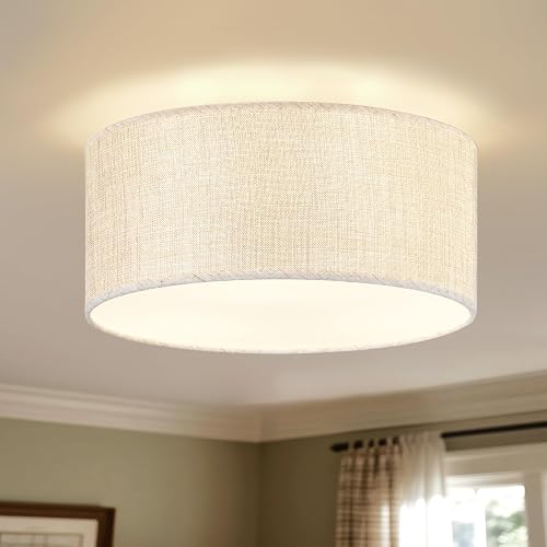 13Inch Modern Semi Flush Mount Ceiling Light,3-Light Drum Ciling Fixture