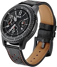 SUNDAREE Kompatibel mit Gear S3 Frontier/Classic/Galaxy Watch 46MM Armband,22MM Echt Lederarmband Ersatz Armband Strap Uhrenarmband für Samsung Galaxy Watch 46MM/Gear S3 Frontier/Classic(Black Leder)