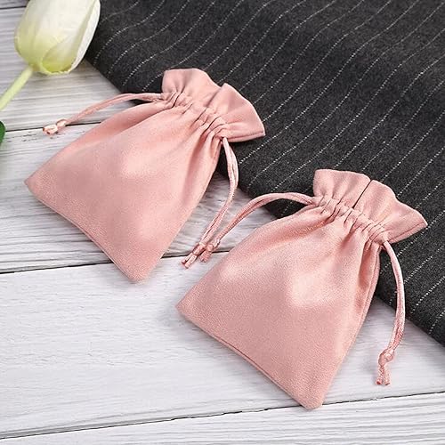 Miniatura 6 de 30 bolsas de terciopelo rosa con cordón, bolsas de joyería, bolsas de regalo, bolsas de regalos de boda, 2.8 x 3.5 pulgadas