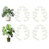 Tinoaly 4pcs Monstera Leaf Plant Support, Metal Monstera Support Climbing Plant Stem Stabilizer Holder for Indoor Outdoor Gardening Growth Accessories (Gold)