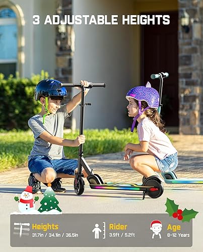 Miniatura 5 de FanttikRide C9 Pro Kids Electric Scooter Ages 8-12, Colorful Rainbow Lights, E-Scooter for Kids 3.9-5.2 ft, 132 lbs, 5 Miles Range, Up to 40 min Azul