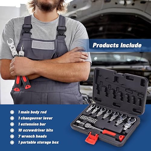 Miniatura 7 de LRVEZSY Juego de llaves de pie de cuervos de tuerca acampanada de 17 piezas línea métrica y juegos estándar flare jumbo delgado de extremo abierto