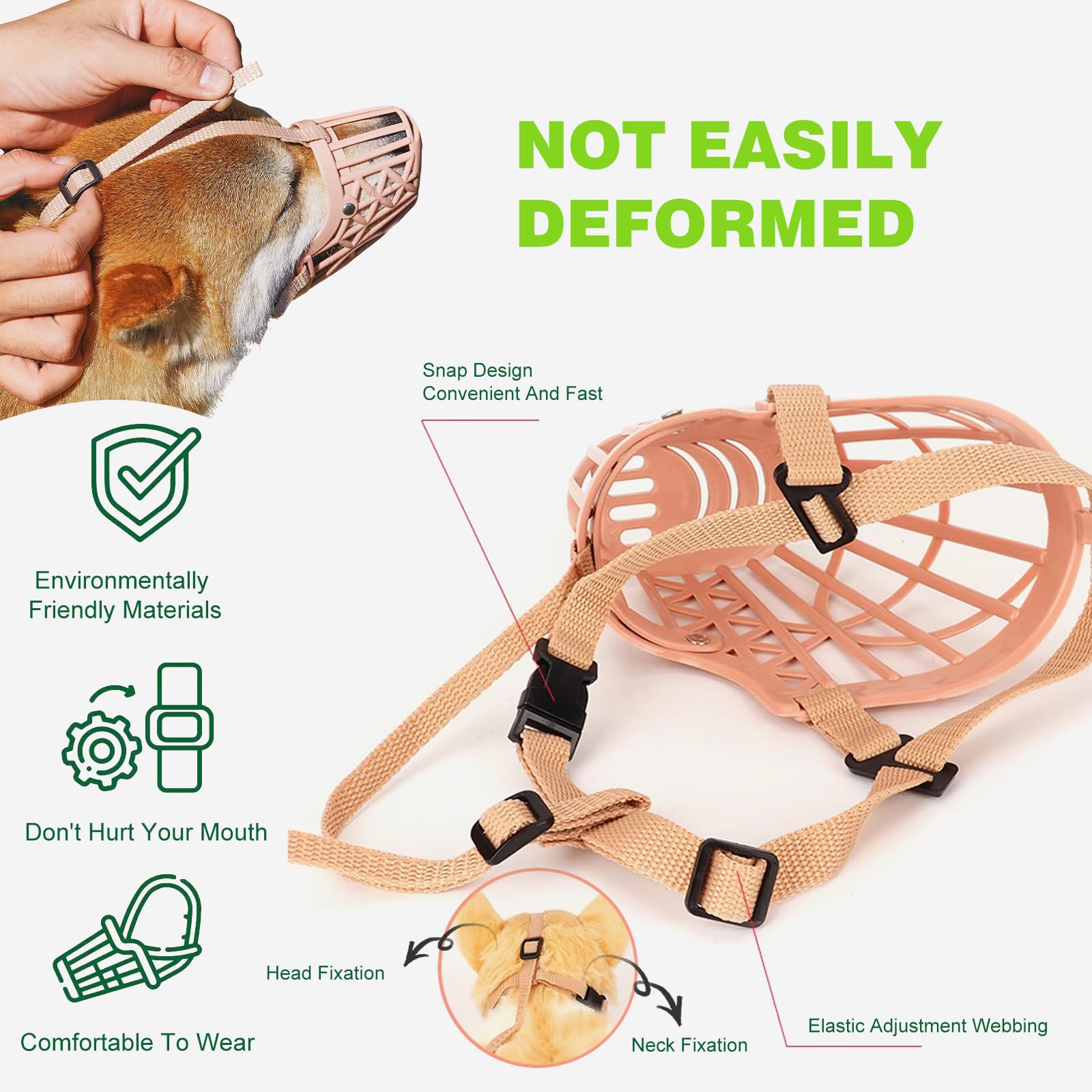 PETCUTE Bozal para Perros,Transpirable y Cómodo,Bozal de Canasta para Perros con Ajustable Correa,Evitar Morder, Masticar, Ideal para Paseos, Adiestramiento y Veterinario,Marrón,L