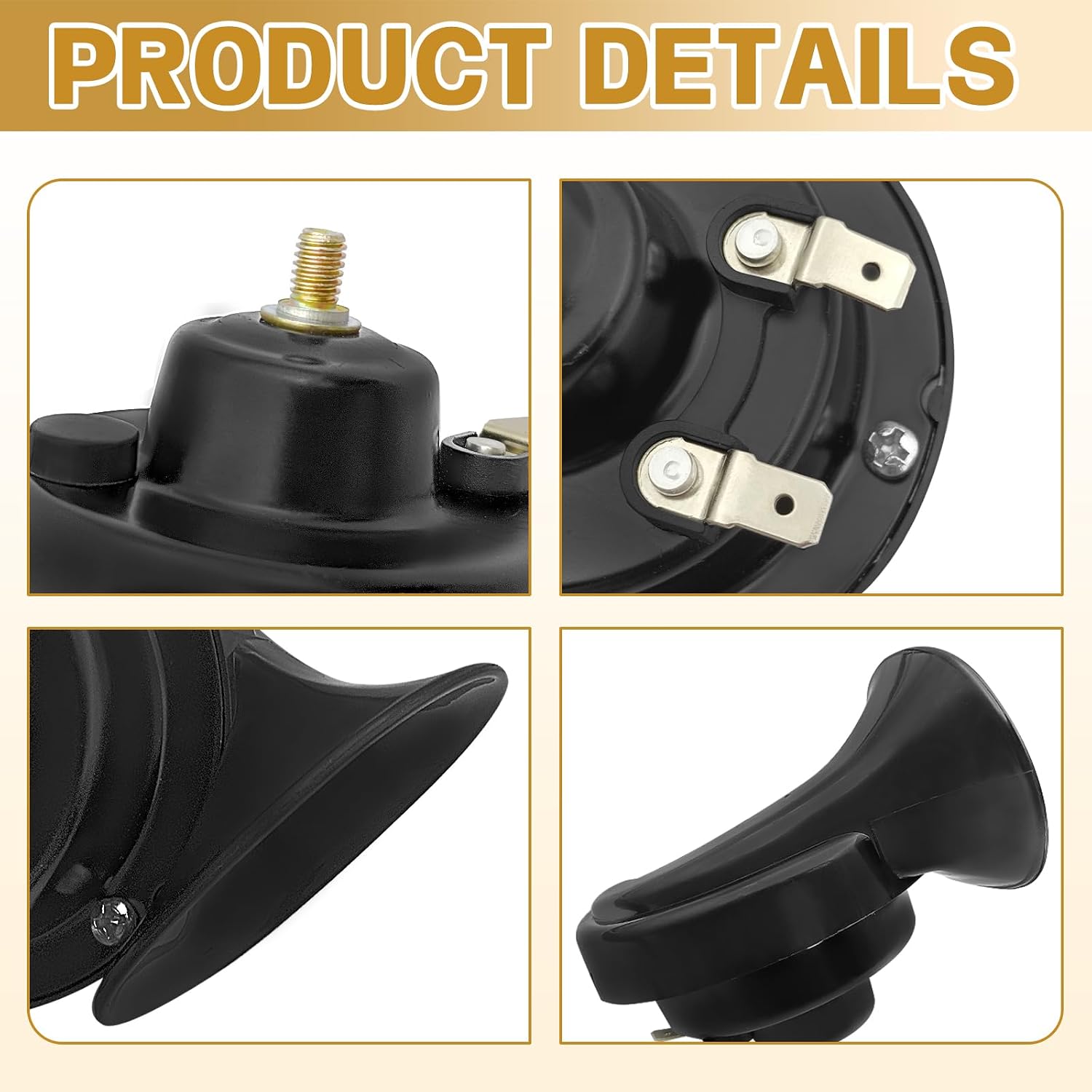 Black Loud Horn 12V Universal Snail-Type Horn Compatible with Bikes Boats Trucks Motorcycles Automotive Accessories