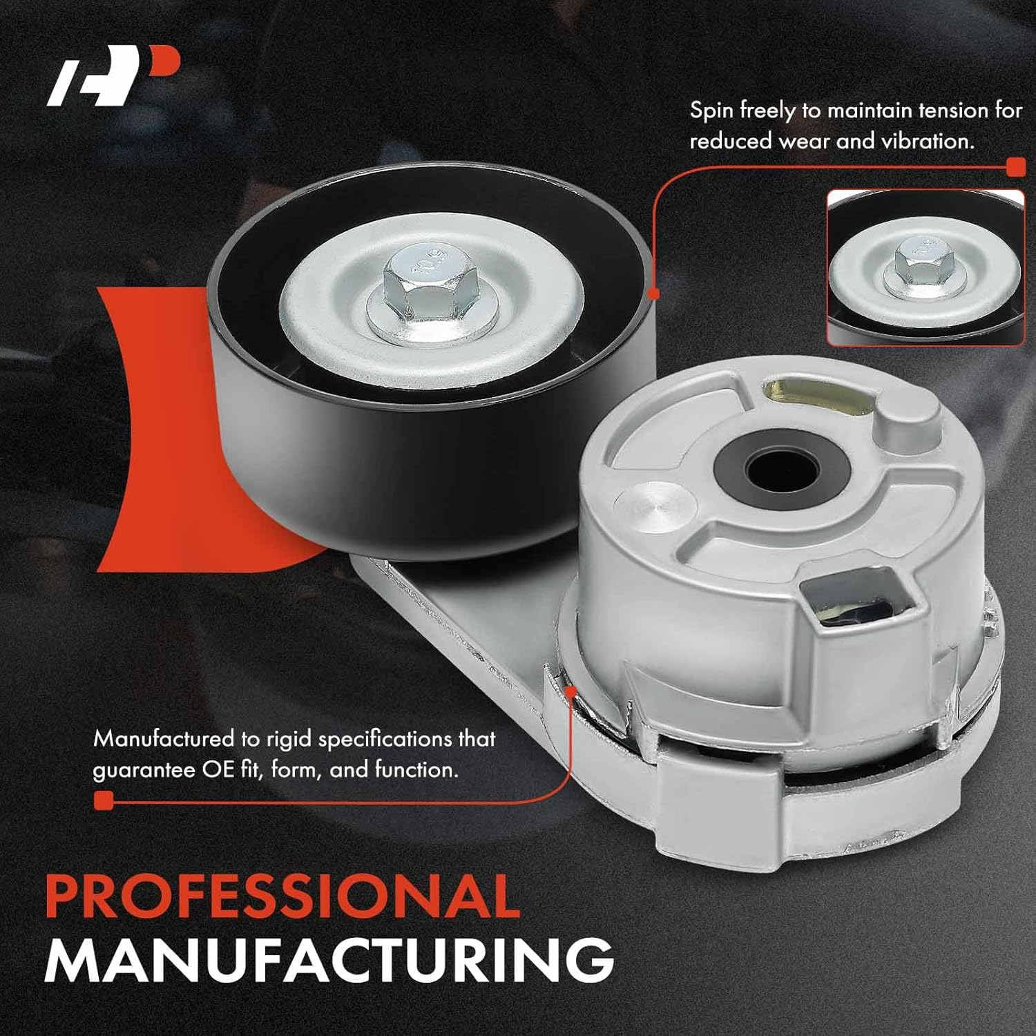 A-Premium Belt Tensioner Assembly with Pulley Compatible with Cadillac SRX CTS 2004-2009, STS 2005-2011, 2.8L 3.6L, Water Pump, Replace# 999689, 19186932