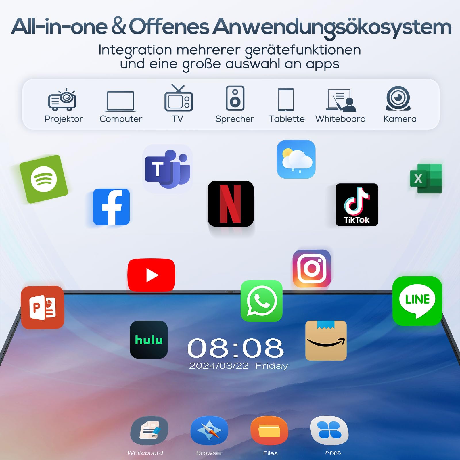 JAV Smart Board 55 Inch 4K UHD Interactive Whiteboard, All-in-One PC  Touchscreen with Dual System, Digital Smartboard with Robust App Ecosystem  for ...