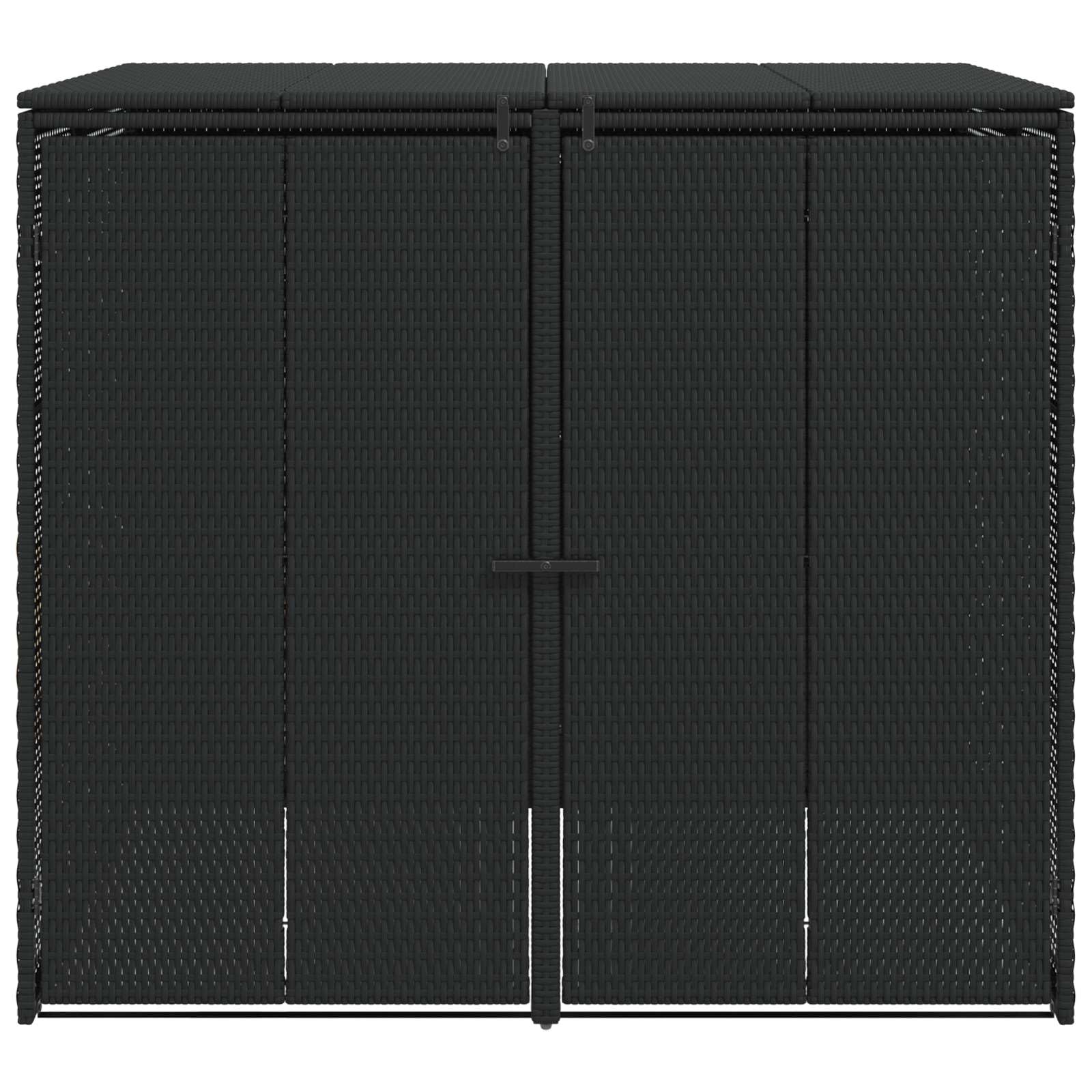 Mülltonnenbox 2 Stück Schwarz 130 x 80 x 115 cm Polyethylen mit Rattangeflecht pulverbeschichtet für Außenbereich Terrasse Gartenlagerung