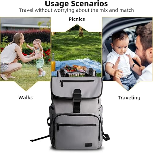 Miniatura 6 de Waldseemuller - Bolsa de pañales multifunción para bebé bolsa de maternidad de viaje bolsa de carga de pañales mochila grande para bebés y niños