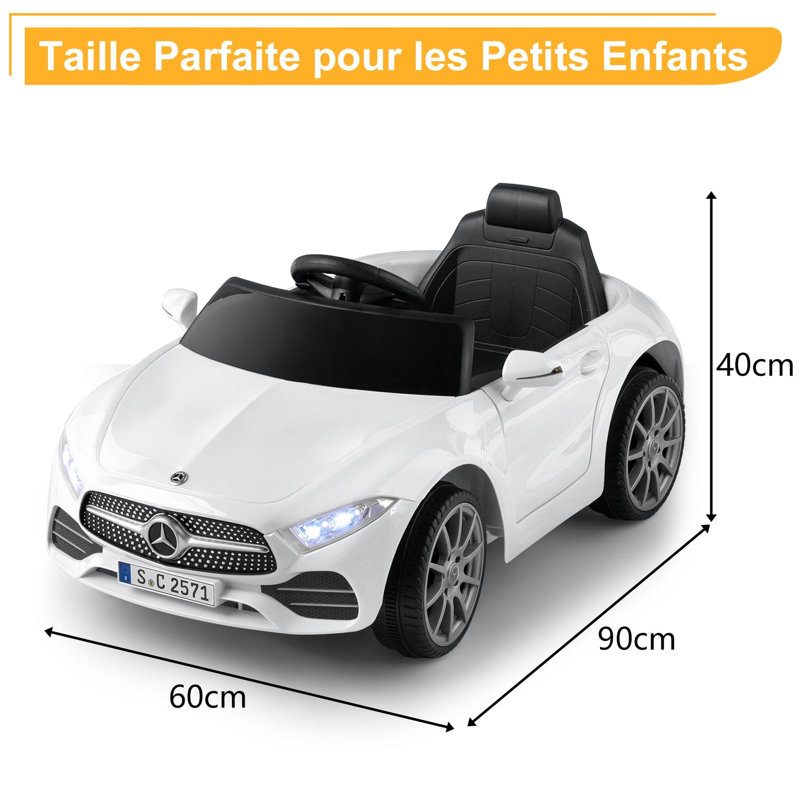 LALAHO Voitures électriques pour Enfants Mercedes Benz avec Télécommande 2.4G, Véhicule électrique Enfant 2 Portes avec MP3 (CLS Blanc)