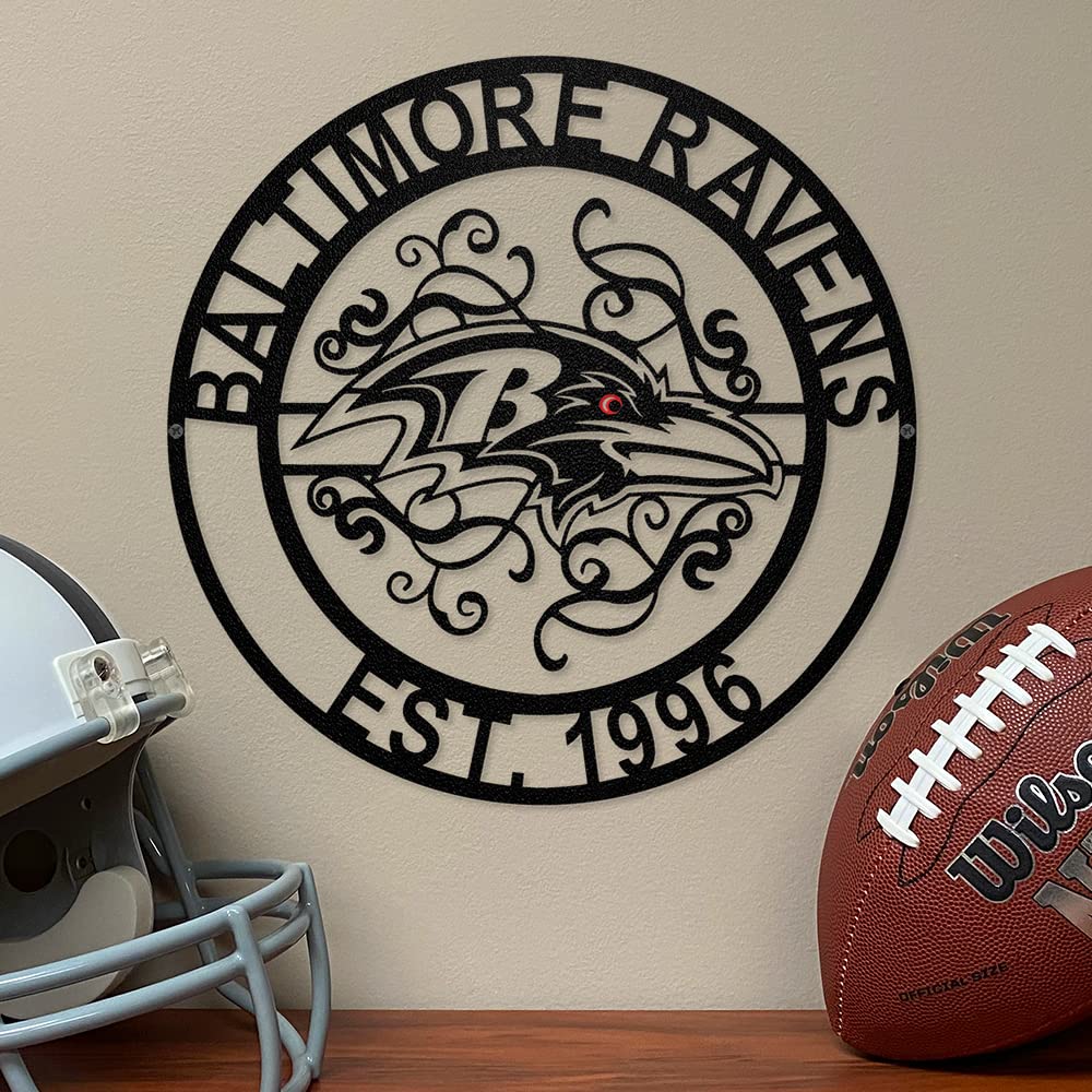 セール中！the ravens 直筆サイン入り　ポスター Amazon.com : NFL Baltimore Ravens Laser Cut Metal Sign,Black