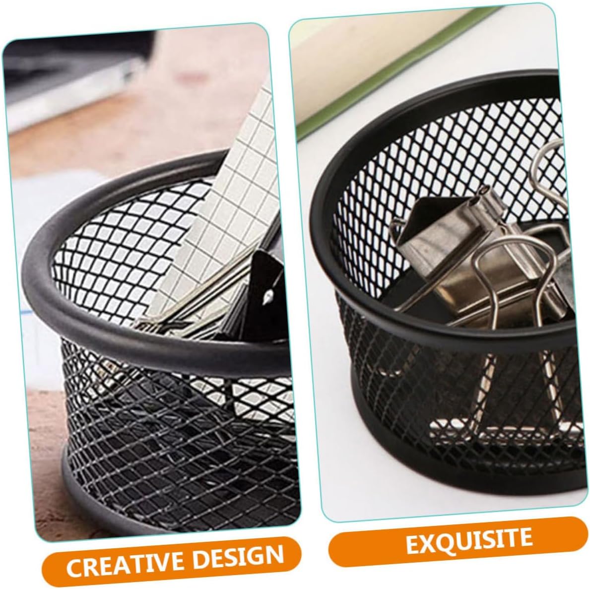 2pcs Box Multi-function Paper Clip Storage Holder Mesh Design Office Supply Box for Desk