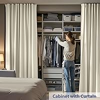 Vista 3 de Divisor de habitación con rieles para cortinas montadas en el techo, juego extra ancho de cortinas opacas con rieles flexibles para dormitorio