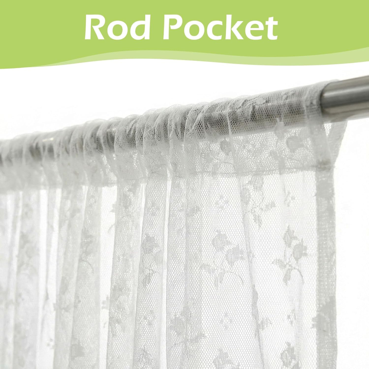 Outdoor Sheer Curtains for Patio Waterproof, 2 Panels Rod Pocket Light Filtering Indoor Lace Curtain for Gazebo, Porch, Pergola, White, W62 x L120