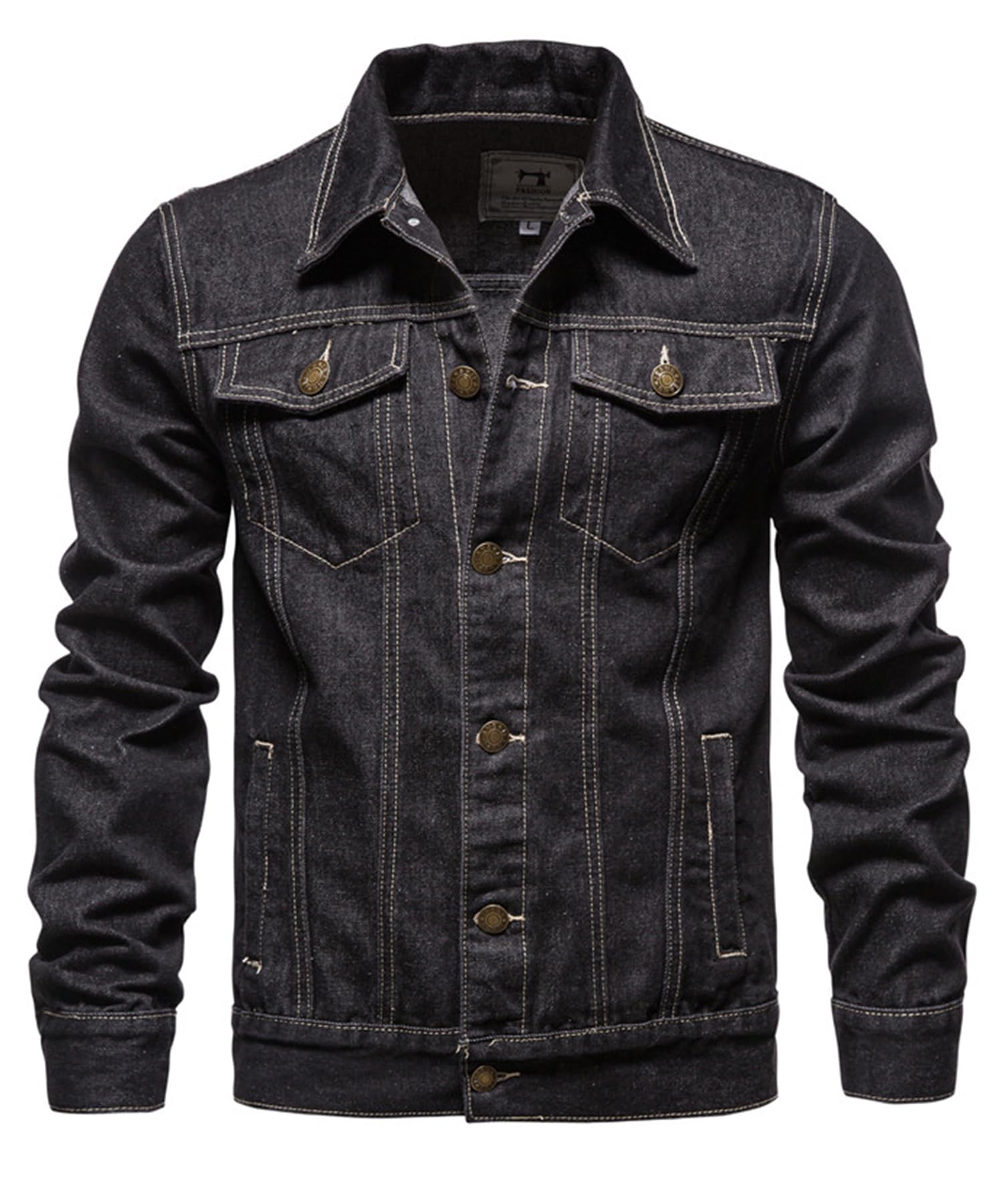 Giacche di jeans da uomo The Trucker Giacca Classic Retro Vintage Giubbotto in cotone Lapel Cappotto da Lavoro Casual Giubbino Jeans Giacca in Denim per Capispalla Fotografia Biker Moto