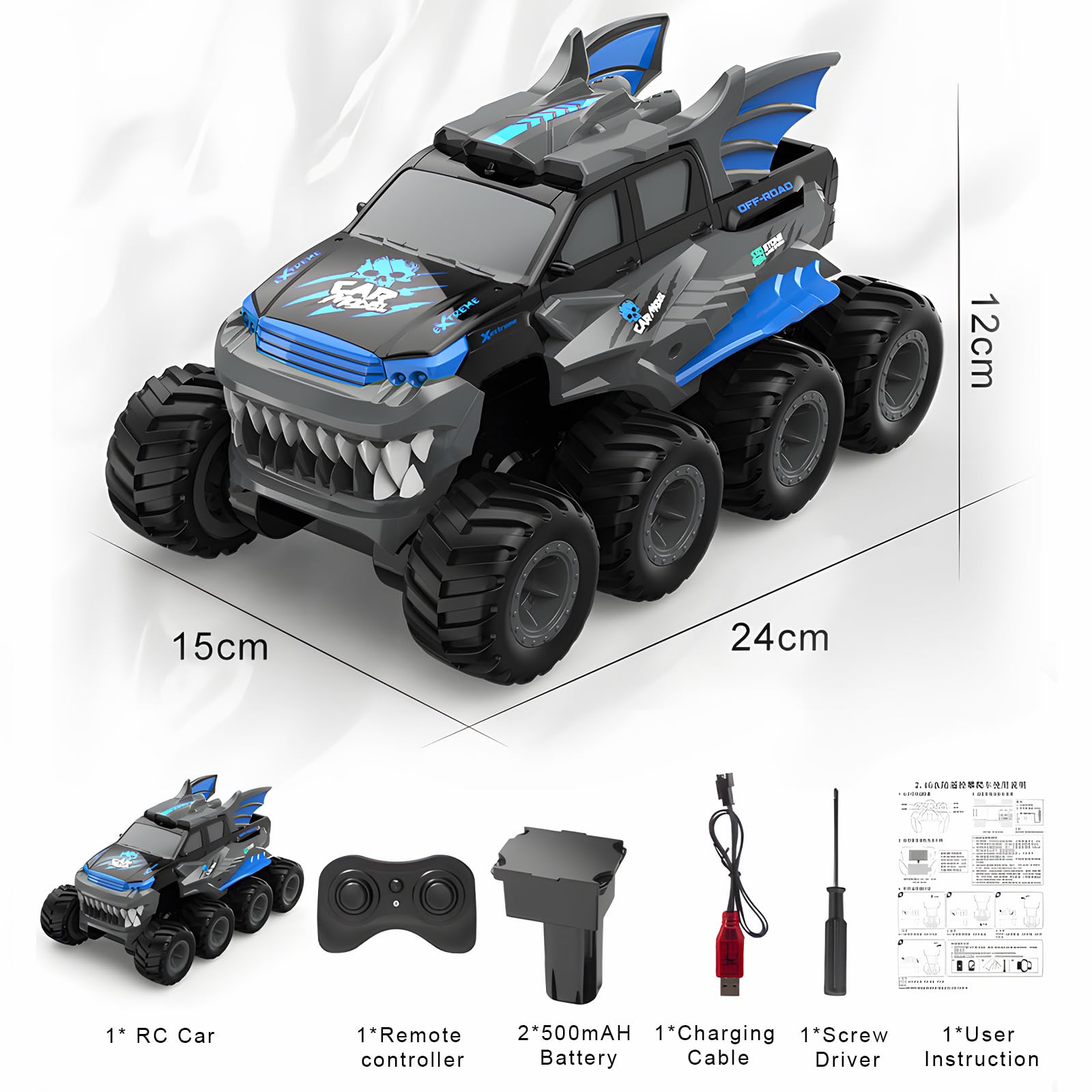 FEIMUOSI Zdalnie sterowany samochód amfibii RC Car: 8WD Outdoor Games, zabawka, ciężarówka, hobby, offroad, dla dzieci i dorosłych, na Boże Narodzenie, urodziny, prezent