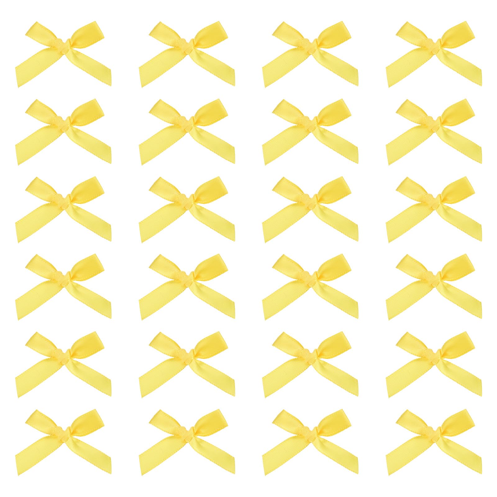 sourcing map 80 Pcs Mini Ribbon Bow 1.8 Inch Mini Small Fabric Satin Ribbon Flower Bows for Craft DIY Cake Sewing Wedding Birthday Party Wrapping Christmas Decoration, Yellow