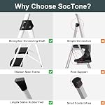 Soctone 2 Step Ladder, Folding Step Stool for Adults & Kids, with Handle, Wide Anti-Slip Pedal, Lightweight, Multi-Use for Household and Kitchen, 500lbs(227KG) Capacity Small Step Stool, White