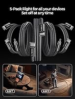 Vista 53 de LISEN Cable USB C, paquete de 5 [3.3/3.3/6.6/6.6/10 pies] USBC a USBC cable de carga para iPhone 16e 15 Pro Max, cable de 60 W (3.1 A) C a C