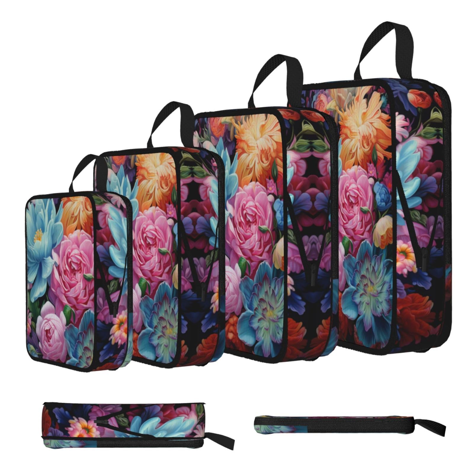 Brightly colored flowers Compression Packing Cubes 4 Piece Set
