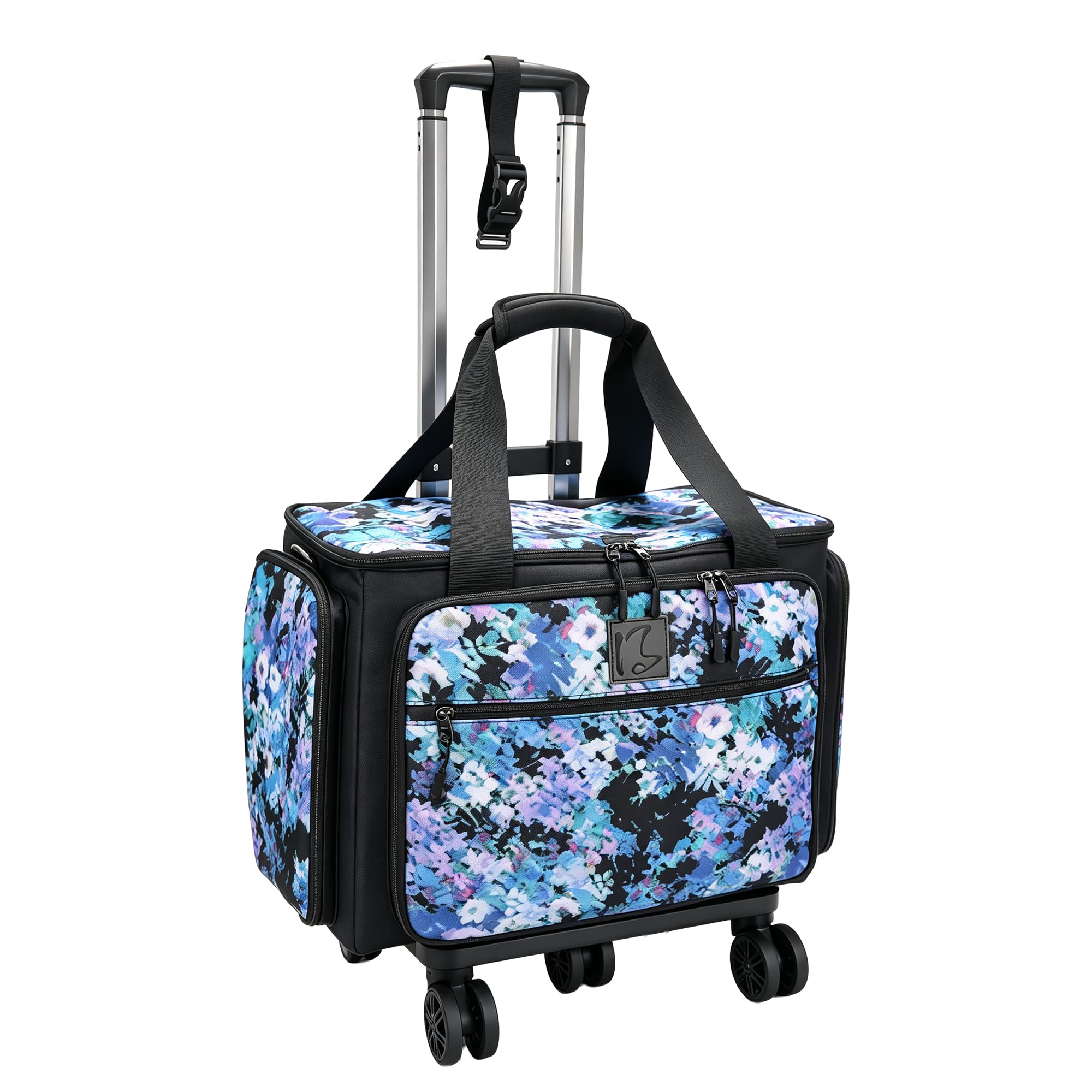 Borsa per insegnanti con cinque ruote girevoli a 360 gradi, progettata per insegnanti, lavoratori, infermieri, srapbooking, artigianato, con cerniere YKK, adatta per laptop da 17,3"