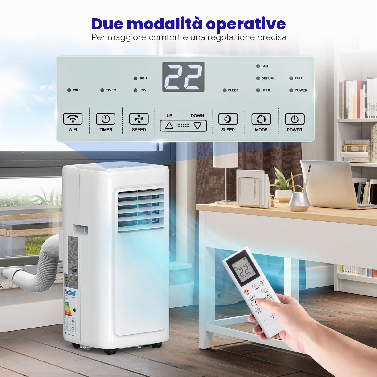 LEADZM Climatizzatore 8000BTU WiFi telecomando kit finestra