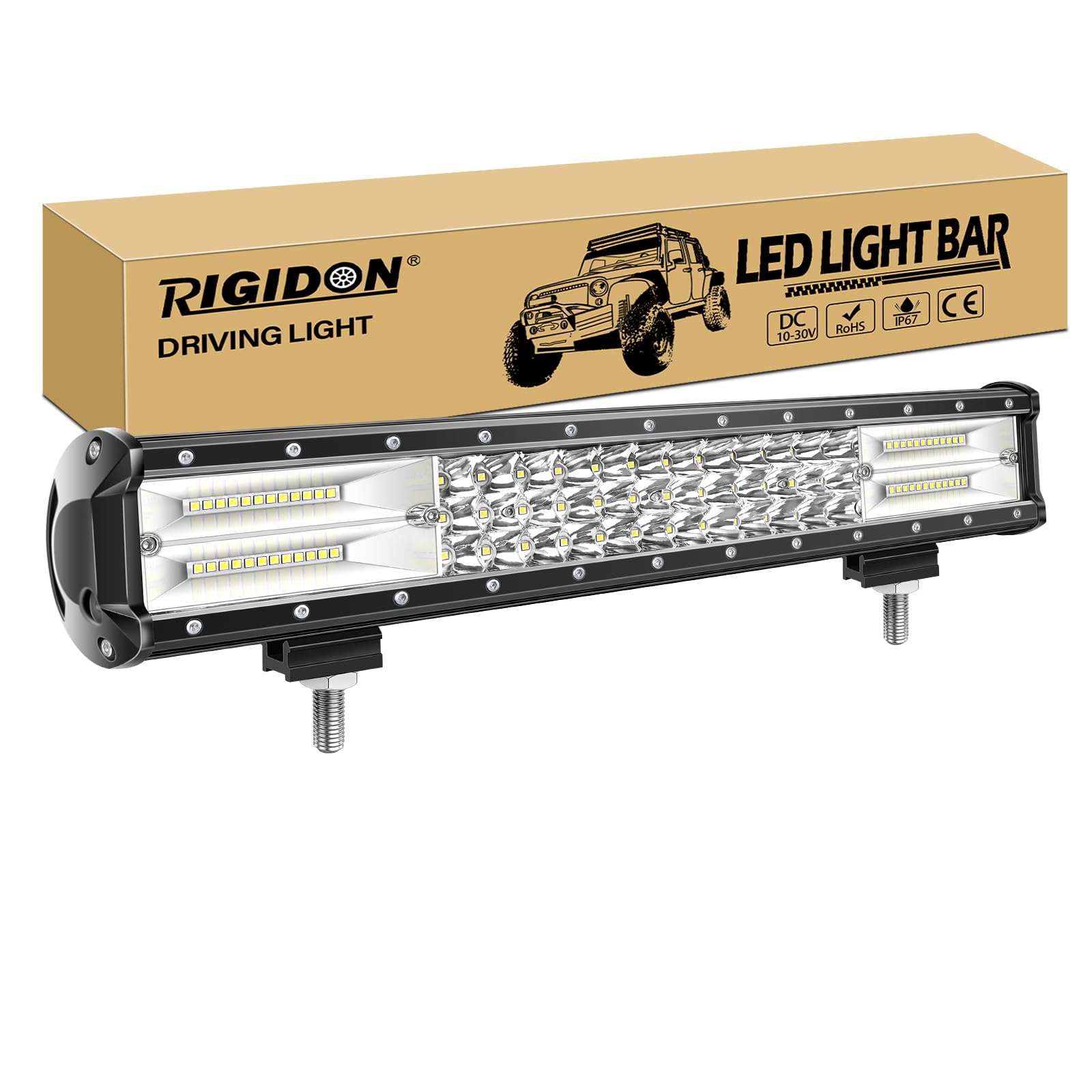 RIGIDON Driving Led Light Bar 17 inch 252W, 7D Tri rij 12V 24V voor Auto Off