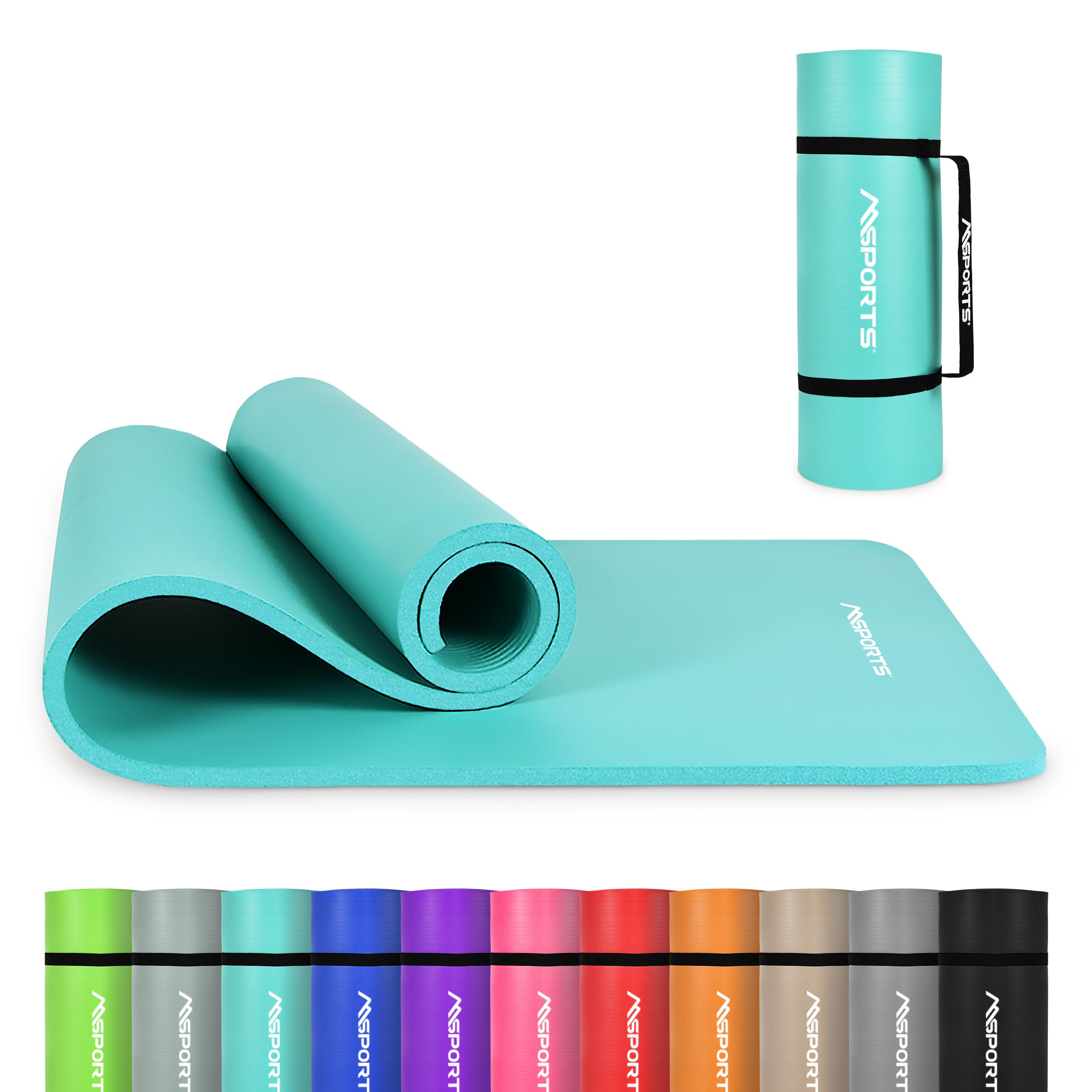 MSPORTS Tappetino Fitness & Yoga Premium antiscivolo – vari formati e colori – Mat da Ginnastica Premium per casa, palestra e Pilates